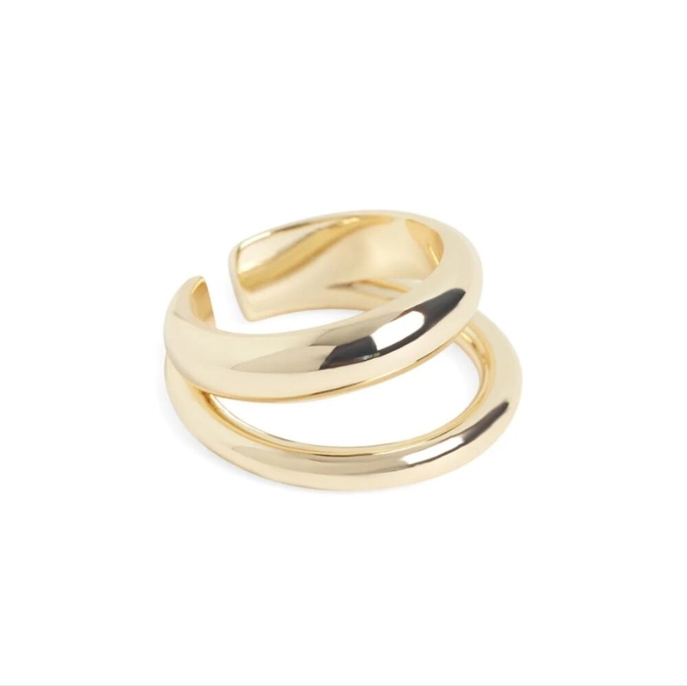 Loren Stewart Deux Open Stacked Double Band Ring - Size 7 - Gold Plated NWT